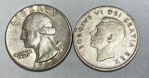 1960 U.S. & 1950 Canadian Silver Quarters - Silver $17.85 - See Desc for ship - Picture 1 of 2