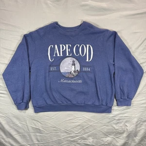 VTG Hollister Cape Cod Massachusetts Lighthouse Crewneck Pullover Blue Women M - Picture 1 of 8