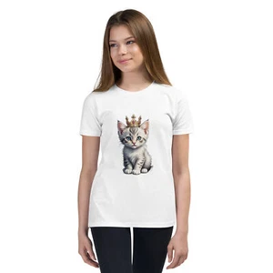 Youth Girls Short Sleeve T-Shirt- Kitten Collection #1 - Picture 1 of 9