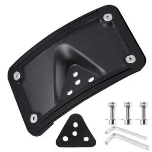 Black Curved Laydown License Plate Mount Bracket For Harley Dyna 3 Hole Mount - Picture 1 of 4