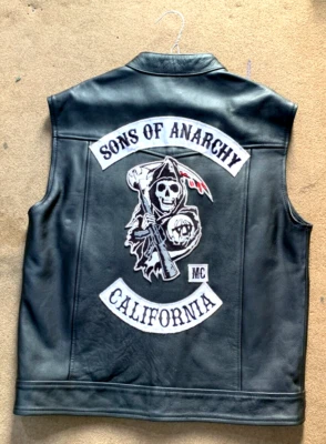 Sons of Anarchy Biker Vest | SOA Motorbike Highway Gangs  Real Cowhide leather - Image 1 of 4