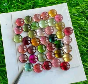5MM Natural Multi Tourmaline Round Cabochons Loose Gemstone 40Pcs Lot #N46 - Picture 1 of 5