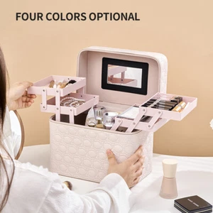 Extra Large Vanity Case Beauty Box Make up Jewelry Cosmetic Nail Storage Box UK - Picture 1 of 19
