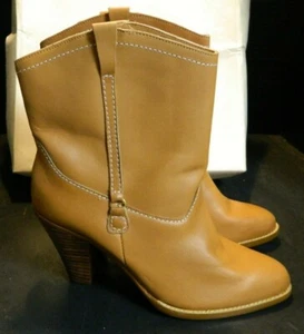 Sears hellbraune Leder Cowgirl Stiefeletten Größe 9 neu im Karton 9,5" hoch, 3,75" Absatz - Bild 1 von 12