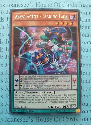 DESO-EN021 Abyss Actor - Leading Lady Secret Rare Yu-Gi-Oh Card 1st Edition NM - Image 1 of 4