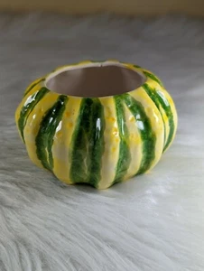 Squash Pumpkin Vintage Pottery Planter Majolica Style - Picture 1 of 7