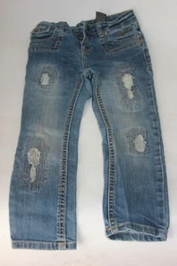Baby Phat denim jeans size 5 toddler girl’s Blue Jeans Distressed & sequins - Picture 1 of 8