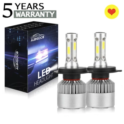 2x H4 9003 HB2 LED Headlight Bulbs Conversion Kit High Low Beam 8000K White US - Image 1 of 4