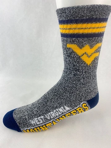 West Virginia Mountaineers Got Marbled 4 Stripe Deuce Crew Socks Cover