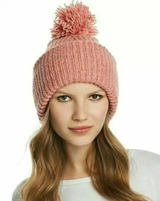 RAG & BONE Cheryl Pompom Knit Beanie - Pink WOMENS NEW - Image 1 of 4