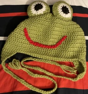 Crochet Frog Hat Handmade Hat Youth/adult SoftCap/3D Eyes - Picture 1 of 3