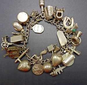 PULSERA DE DIJES VINTAGE SOUTHWESTERN Route 66 Plata Esterlina 30 Corazones hinchados 57 g - Imagen 1 de 6