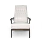 Noble House Accent Chair 39"x25.75" Wood Square Arm Modern Elegant Snow White
