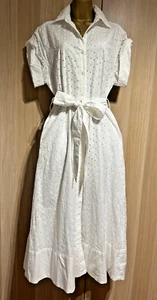 New ZARA White Embroidered Cotton Dress UK10 - Picture 1 of 5