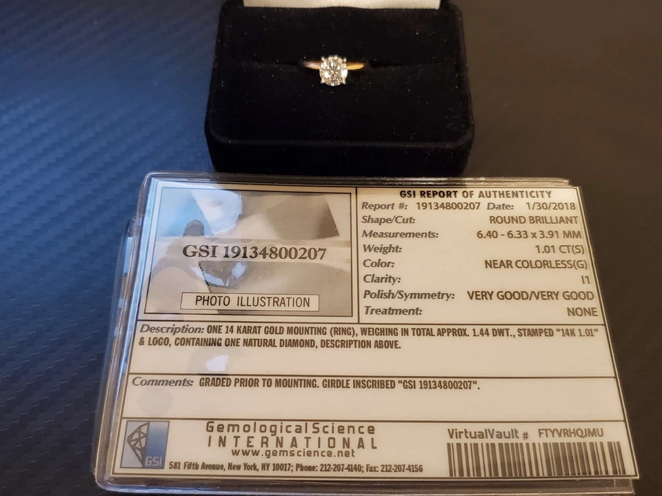 Solitaire Engagement Ring 1 Carat Diamond 14K Yellow Gold (I1) - Image 1 of 1