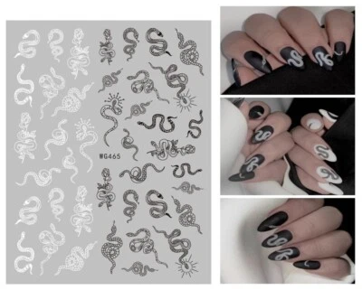 Nail Art Sticker Aufkleber Halloween schwarz weiß Schlangen Goth Gothic Schlangen WG465