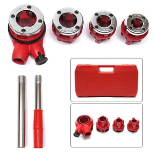Red Ratchet Pipe Threader Kit Pipes Threading Tool 1/2" 3/4" 1" 1-1/4" Dies+Case - Picture 1 of 16