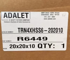 HOUSTON STOCK NEW ADELET TRN4XHSS6-202010 STAINLESS STEEL ENCLOSURE NEMA 4X - Picture 1 of 5