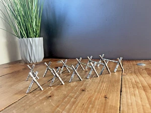 SET OF 6 FRENCH AESTHETIC MOVEMENT FAUX BAMBOO SILVER PLATED KNIFE RESTS DRESSER - Picture 1 of 9