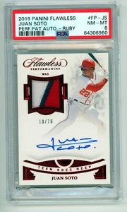 2019 Panini Perfetto Juan Soto Auto Patch Autografi #FP-JS PSA 8 NM/Mint 10/20 - Foto 1 di 2