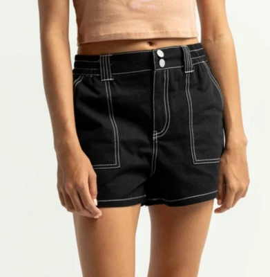Full Tilt Womens Juniors XS Utility Shorts Black Elastic Waist WORN ONCE - Image 1 of 4