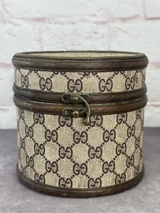 Gucci RARE Vintage GG Monogram Large Trinket Box Wood - Picture 1 of 9