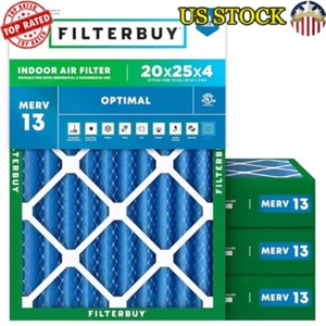 20x25x4 MERV 13 Pleated Air Filters 4-Pack HVAC AC Furnace Replacement New - Picture 1 of 6