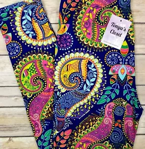 Brilliant Paisley Floral Leggings Buttery Soft ONE SIZE OS 2-10 - Picture 1 of 5