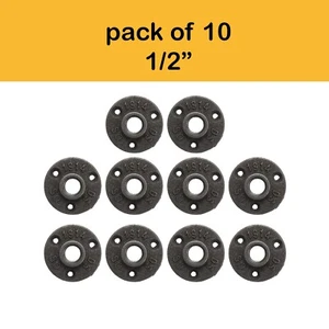 10 Stück 1/2" schwarz Temperguss Bodenflansche Rohrverschraubungen BSP Wandmontage - Bild 1 von 5