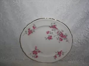Edwin M. Knowles Pink Flower Gray Salad Dessert Plate EX - Picture 1 of 3
