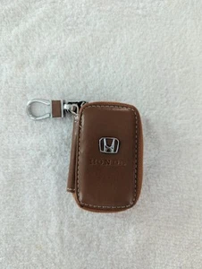 Honda Key Case Bag Remote Fob Cover Keychain Accessories Zipper Pouch Tan - Foto 1 di 8