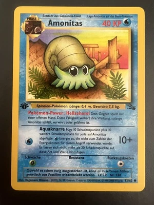 Pokemon TCG - Amonitas 52/62 Fossil Set - 1. Edition Near Mint - Bild 1 von 2