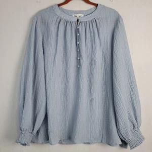 Top donna rosa + oliva manica lunga semi trasparente shirred tg 2X azzurro contadino - Foto 1 di 9