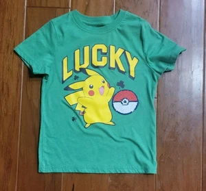 Nintendo Pokemon Junge Mädchen Glück T-Shirt Pailletten Grün Größe XS - Bild 1 von 6