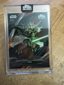 2024 YODA TOPPS CHROME BLACK STAR WARS, SP ENCASED, Orange Refractor /25 - Picture 1 of 2