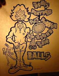 TENNISSPIELER PUT POWER VINTAGE 70er LUSTIGER BÜGELTRANSFER - SCHÖN, B-26 - Bild 1 von 2
