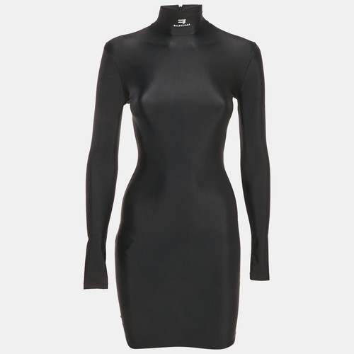 Abito body Balenciaga nero in jersey collo alto S