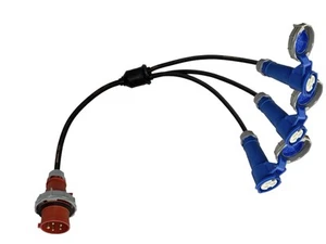Adaptador de cable divisor CEEform 16 Amp 5 pines a 3 x CEEform 16 Amp 3 pines 240V - Imagen 1 de 3