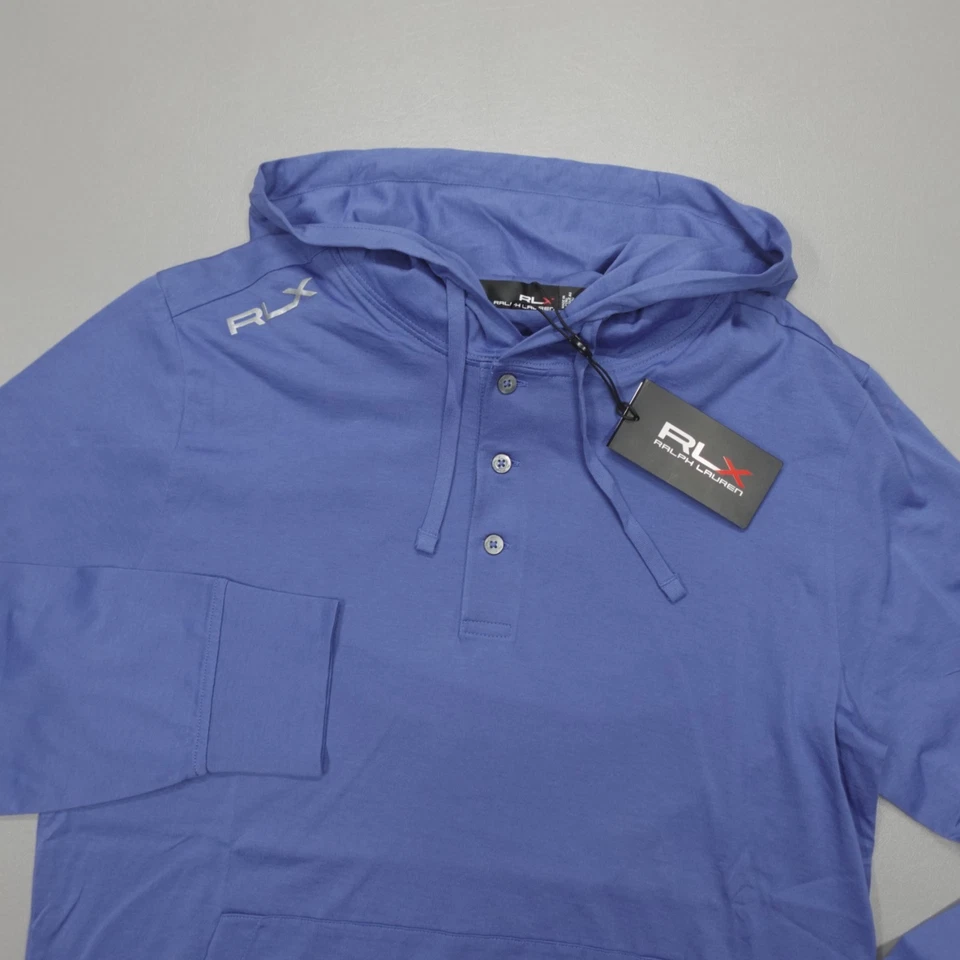 Sudadera con Capucha RLX Ralph Lauren Golf Henley Azul Absorbente Ligera Algodón Pima Talla S Foto 1 de 4
