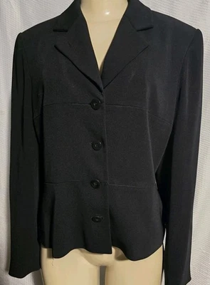 CHAQUETA BLAZER NEGRA LAURA ASHLEY TALLA 10/M CORTA AJUSTADA FORRADA CON 4 BOTONES Foto 1 de 4