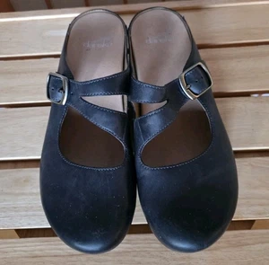 Dansko Britney schwarz brüniertes Nubukleder Pantolette Mary Jane Clog Schuhgröße 9,5-10 - Bild 1 von 12
