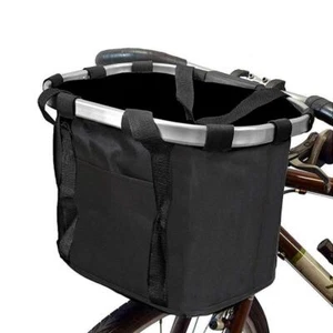 Bicycle Front Basket Bike Handlebar Pet Dog Cat Carrier Bag Collapsible Folding - Picture 1 of 10