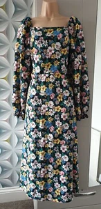 New PAPAYA Multi-Coloured Floral Fit & Flare MIDI MILKMAID DRESS Size 12 NWOT - Picture 1 of 11