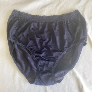 Vintage Fruit of the Loom Hi-Cut Höschen 7 100% Nylon schwarz 90er Spitzenbesatz - Bild 1 von 4