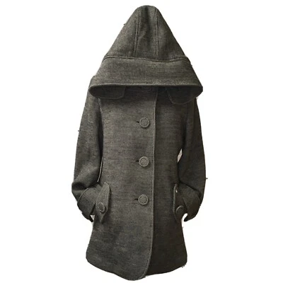 Abrigo Walt Disney Mujer L/XL Lana Con Capucha Gris Tweed Guisante, Usado en Excelente Condición, R1 Foto 1 de 4