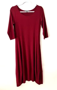 Vestido Eileen Fisher Mujer Talla Pequeña Rojo Manga 3/4 Cápsula Minimalista - Imagen 1 de 14