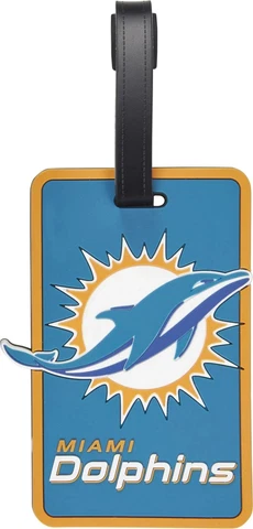 Miami Dolphins Rubber Bag Tag, NFL Licensed Luggage Tag Cover
