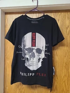 Phillip Plein Shirt XXL Black Limited Skull Bling Casual Stretch Tee - Picture 1 of 6