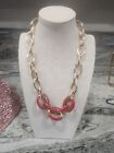 Vintage Red And Gold Chain   Necklace Unique To 80's  Spring Trend For 2024