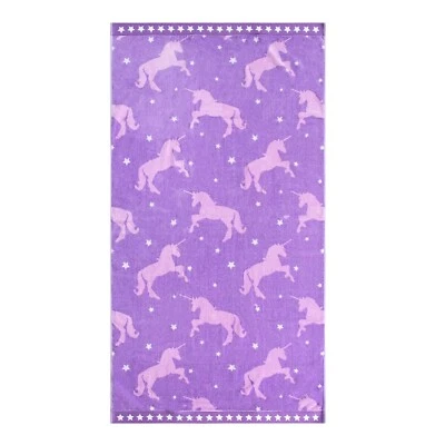 TOALLA DE PLAYA UNICORNIO, Rosa, Violeta, Lavanda, Calidad de Diseñador, Gruesa, Suave, Niños Foto 1 de 4